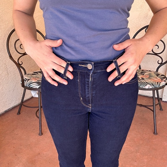 Dark Blue Women's High-Rise Straight Jeans - Picture 7 of 7